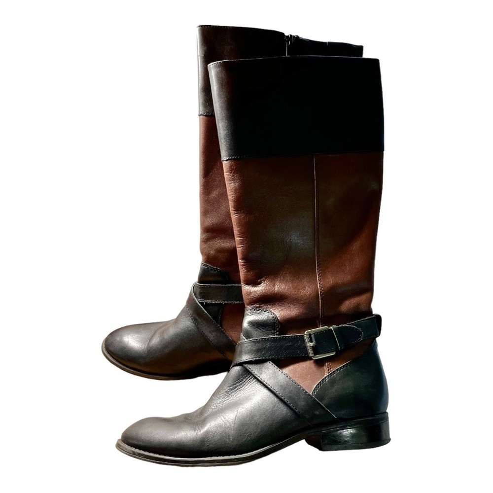 RALPH LAUREN, RIDING BOOTS. 100% BROWN & BLACK LEATHER. SIZE 6 1/2 B